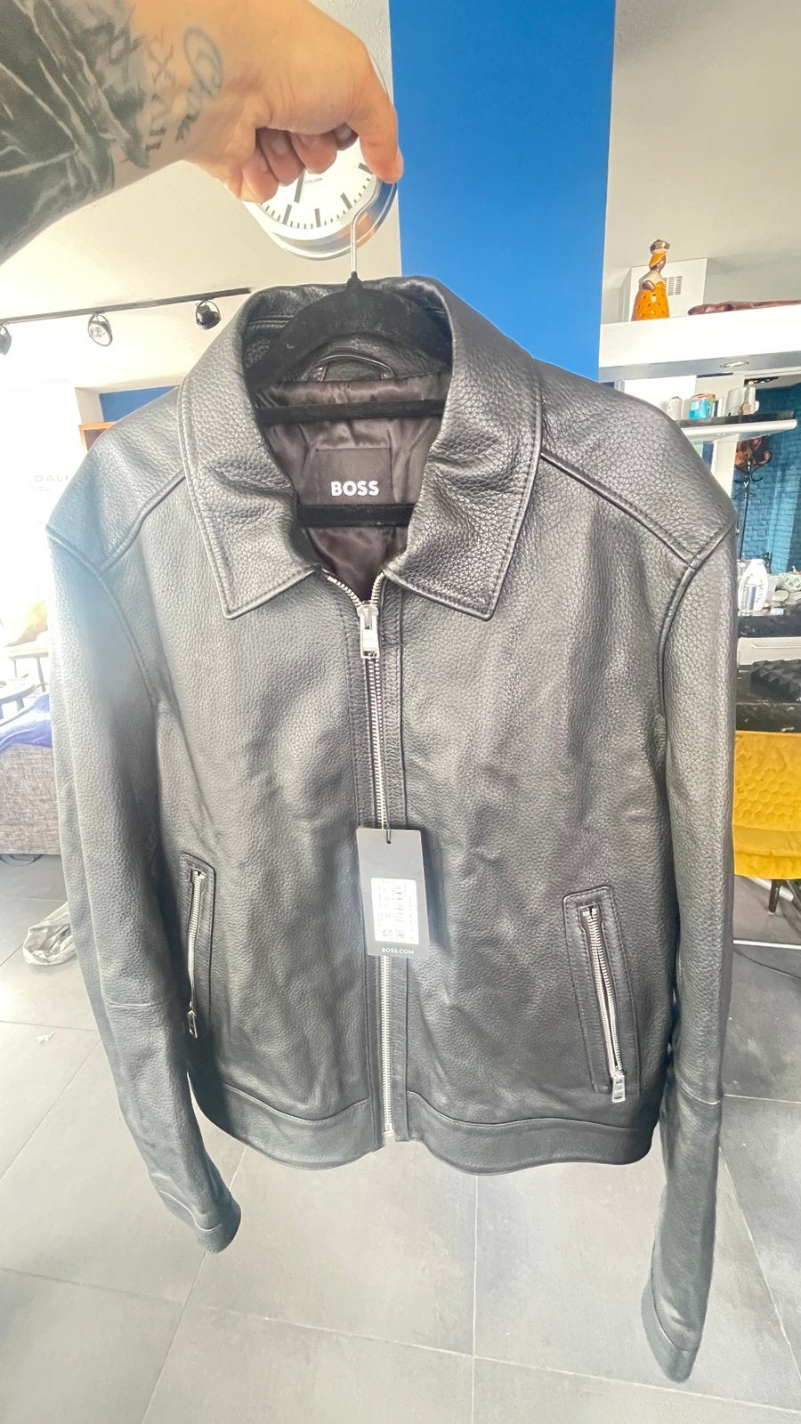 Leren hugo boss jack, Ophalen of Verzenden, Nieuw, Maat 48/50 (M), Zwart