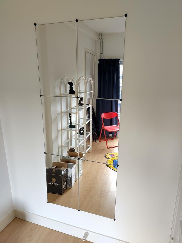 Grote spiegelwand met 6 panelen, Huis en Inrichting, Woonaccessoires | Spiegels, Ophalen, Gebruikt, Rechthoekig