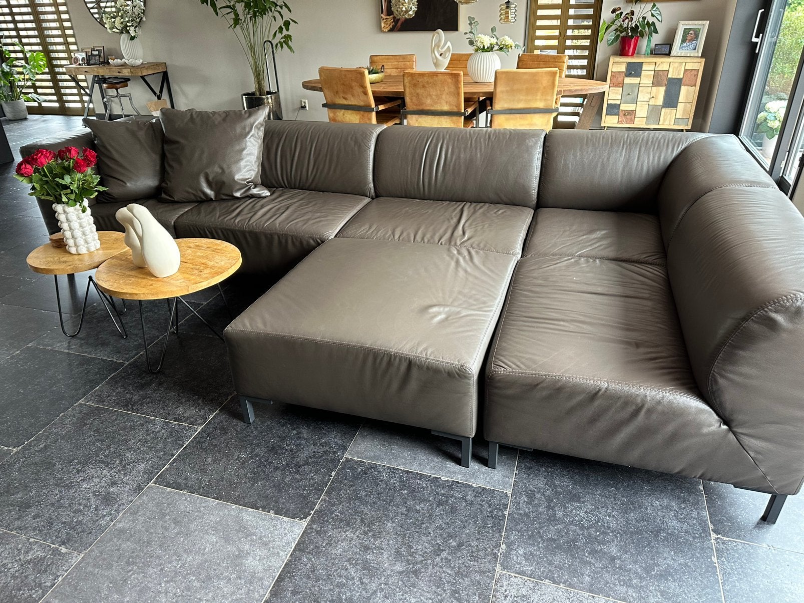 Leren modulaire bank, Ophalen, Zo goed als nieuw