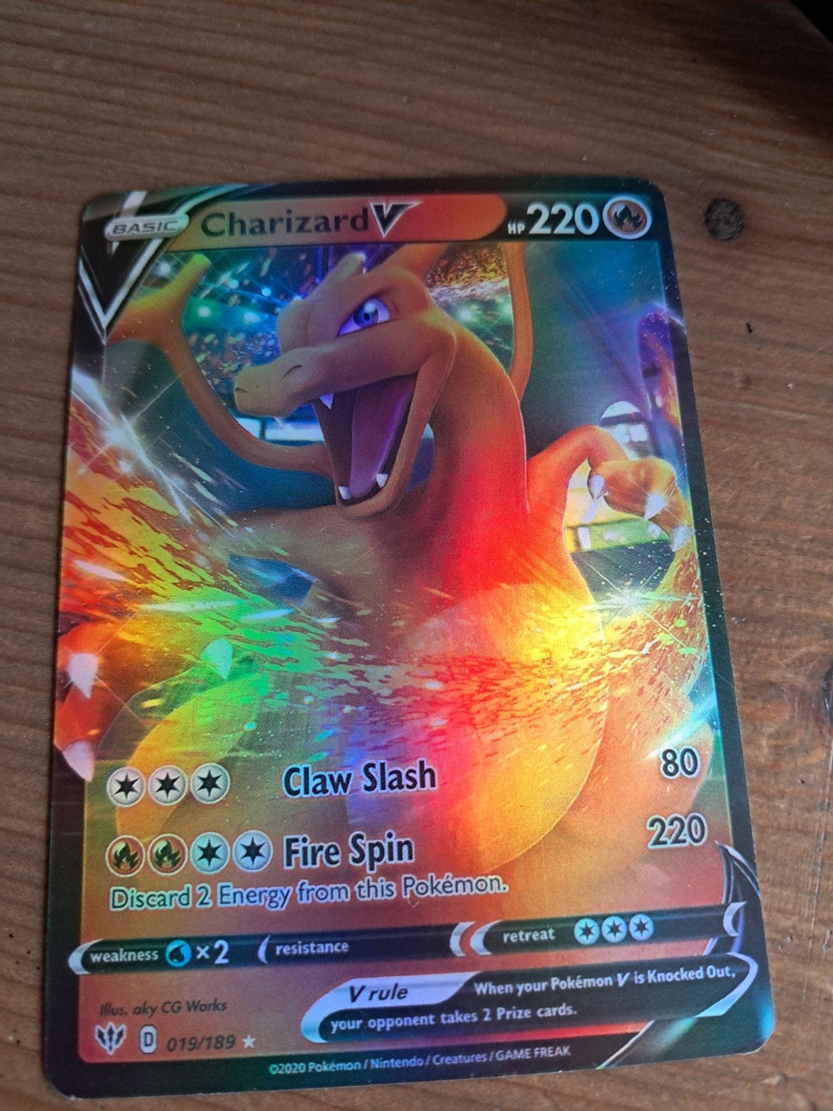 Pokémon Kaart Charizard V (019/189) - Glanzend, Ophalen of Verzenden, Nieuw, Losse kaart, Foil