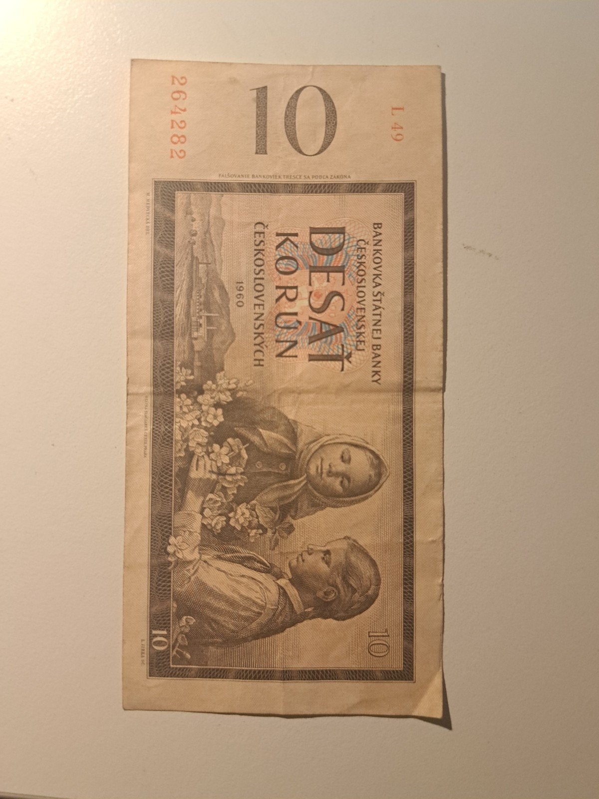 Tsjechoslowaakse 10 Korun bankbiljet uit 1960, Ophalen of Verzenden, Overige landen, Los biljet