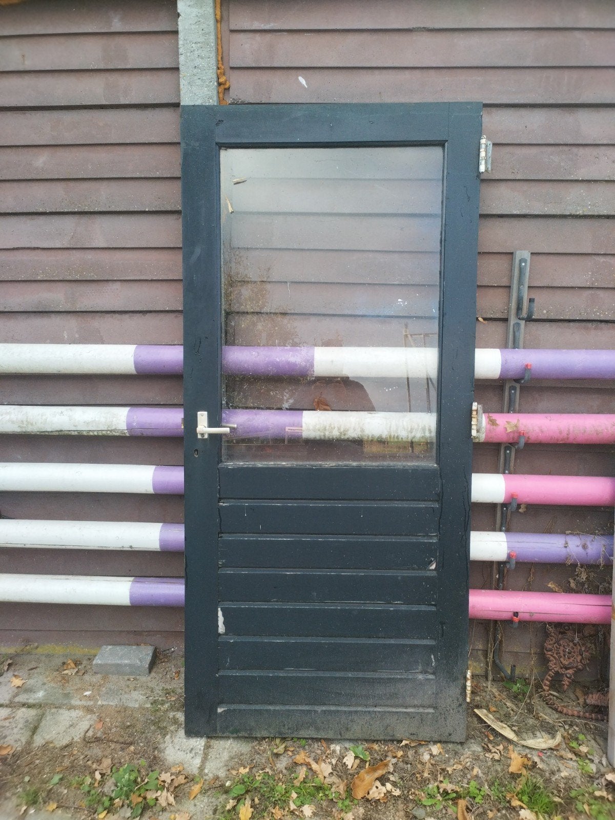 tk hardhouten achterdeur 92,5* 201cm enkelglas, Ophalen of Verzenden, Gebruikt, Buitendeur, 200 tot 215 cm