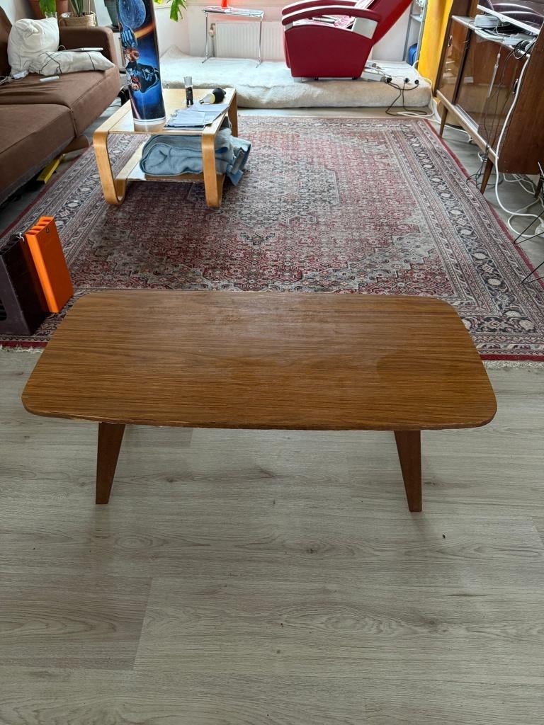 Vintage salontafel hout midcentury modern koffietafel, Huis en Inrichting, Tafels | Salontafels, Ophalen, Minder dan 50 cm, Gebruikt