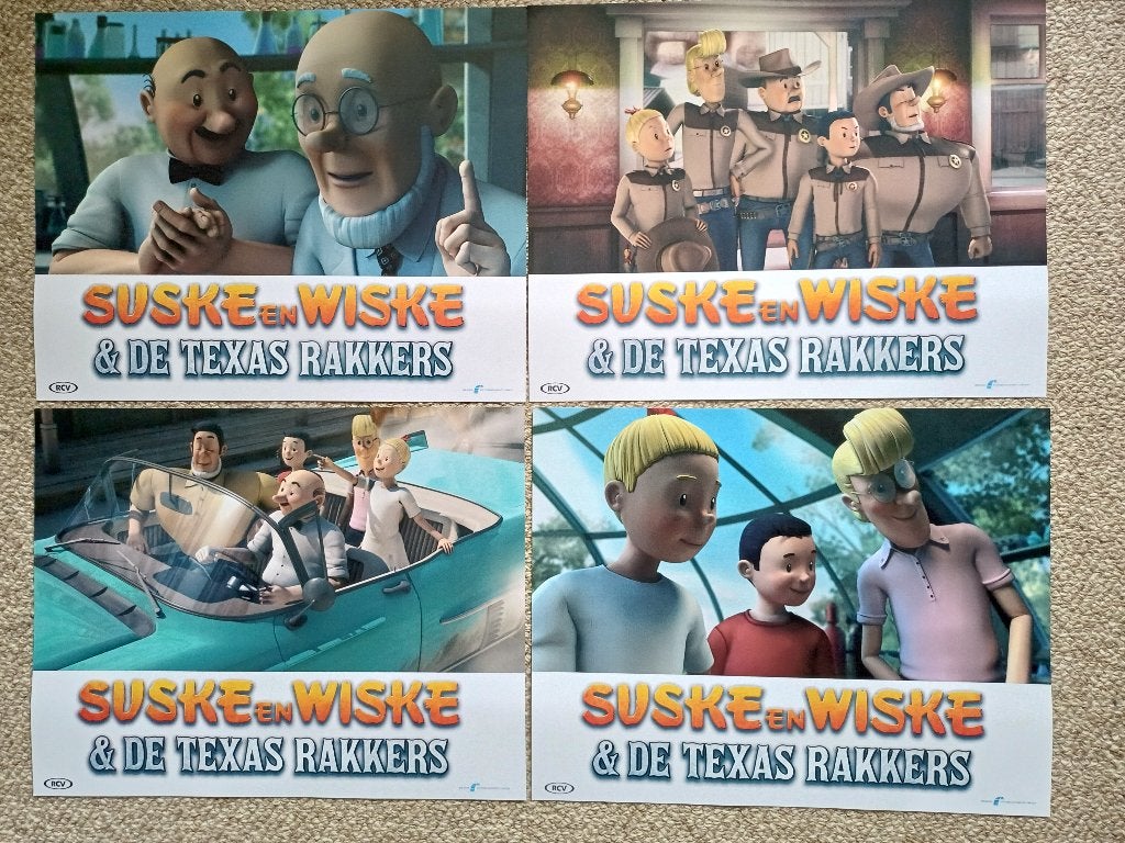 SUSKE  en  WISKE  en  de  TEXAS  RAKKERS      lobbycard set., Verzenden, Nieuw, A1 t/m A3, Film en Tv