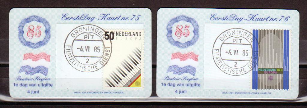 Nederland Eerste Dag Kaartjes EDK nr. 75-76, Postzegels en Munten, Postzegels | Eerstedagenveloppen, Ophalen of Verzenden, Onbeschreven