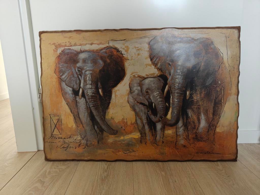Schilderij olifanten familie - Joadoor Tenderness, Ophalen of Verzenden