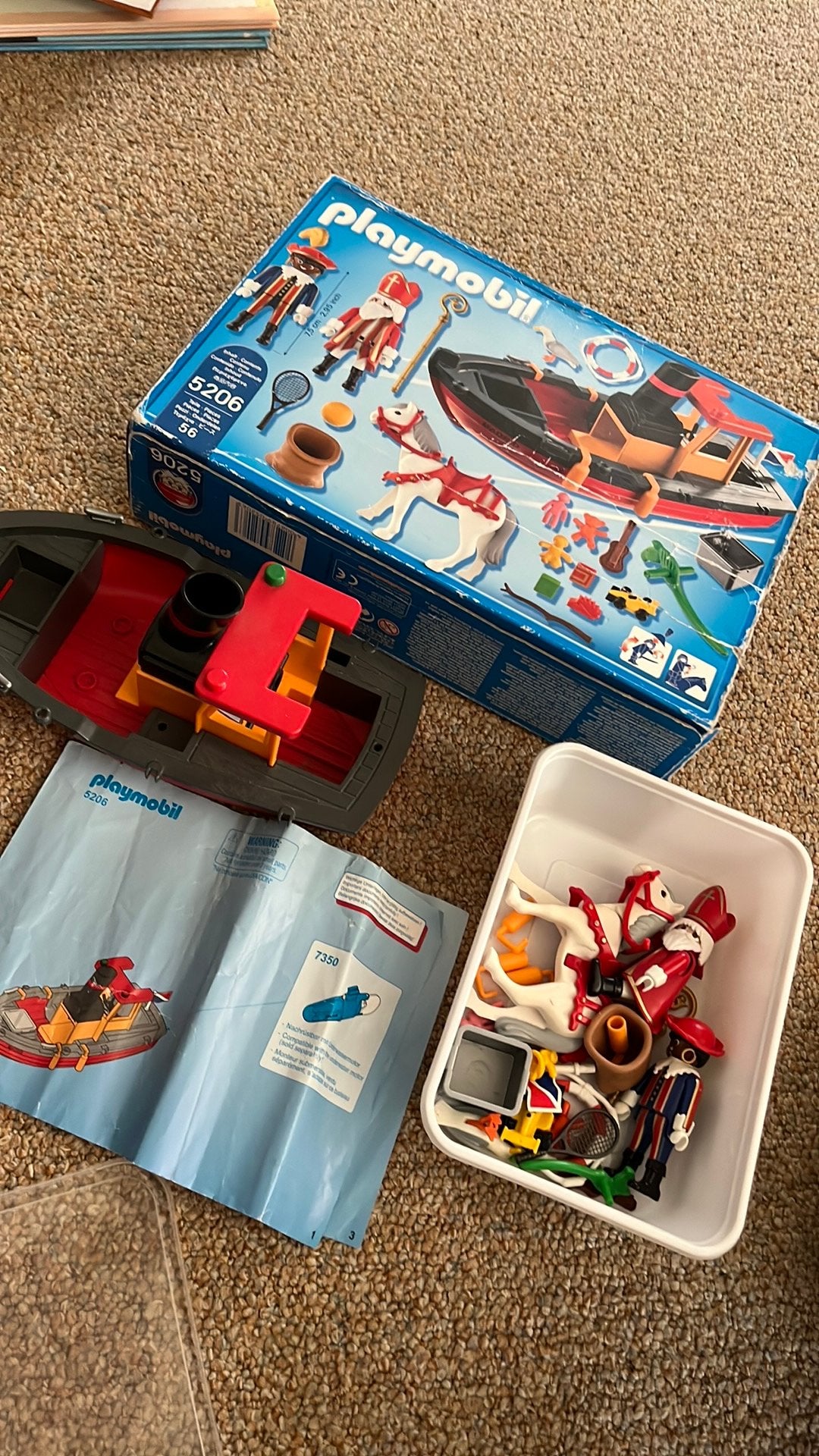Sinterklaasboot playmobil met toebehoren met doos, Ophalen of Verzenden, Complete set