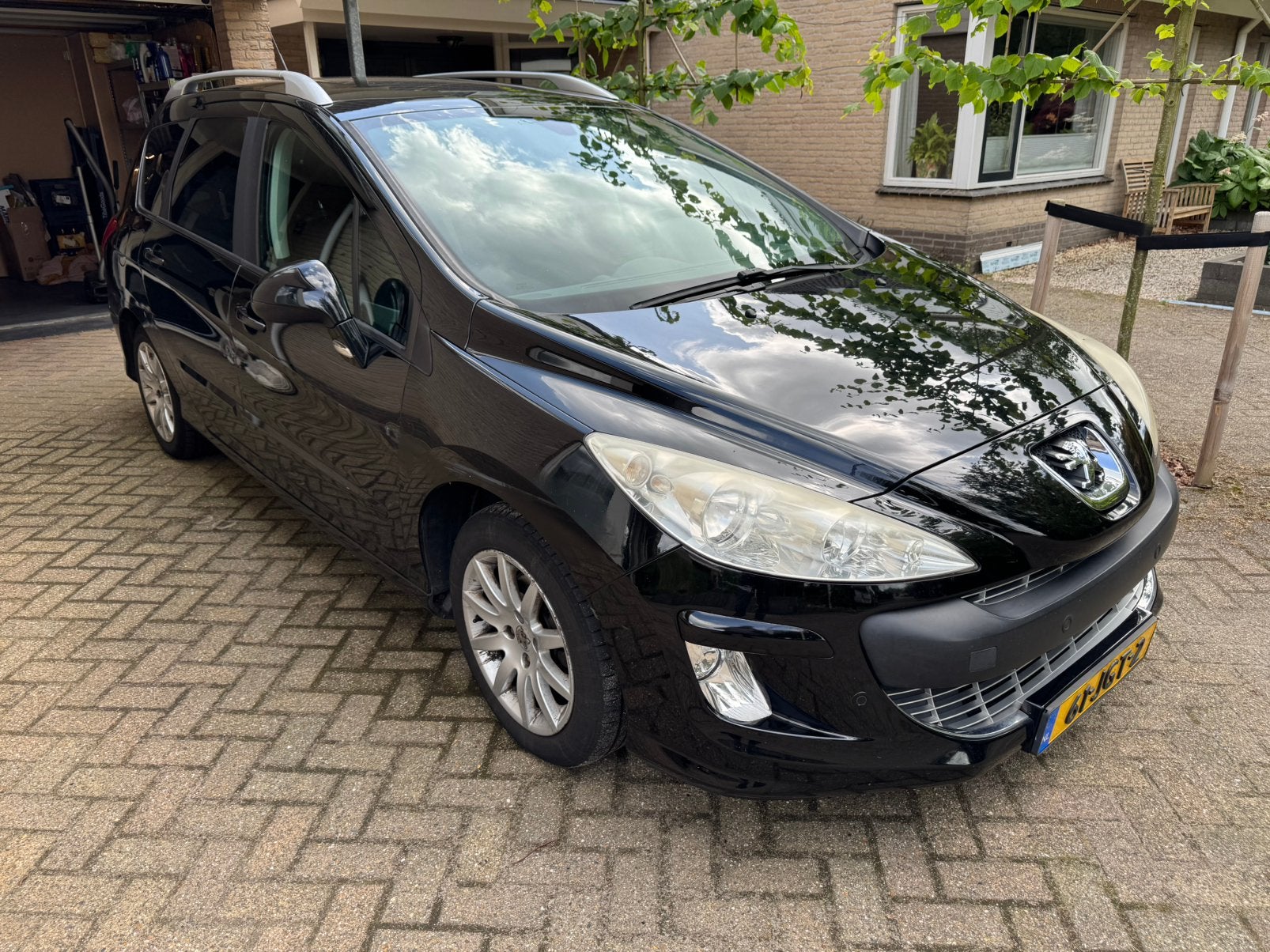 Peugeot 308 1.6 VTI 16V SW 7P 2009 Zwart, Auto's, Peugeot, Voorwielaandrijving, 4 cilinders, 7 stoelen, Handgeschakeld
