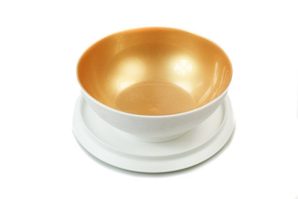 Gezocht Tupperware Allegra schaaltjes 275 ml goud/wit, Schaal, Wit, Nieuw, Ophalen of Verzenden
