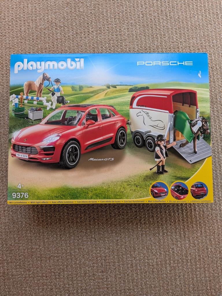 Playmobil Porsche Macan GTS met paardentrailer 9376, Ophalen, Zo goed als nieuw, Complete set