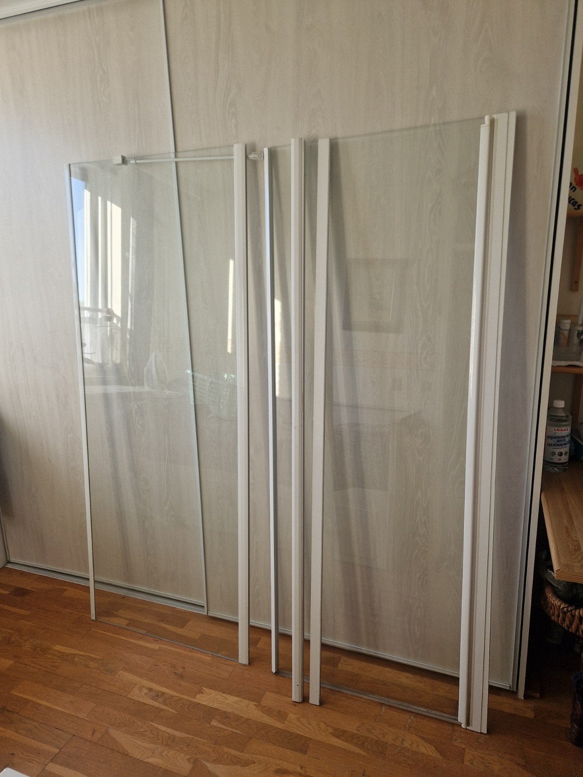 Douche scherm glas wit sealskin., Ophalen, Gebruikt, Glas, Douche