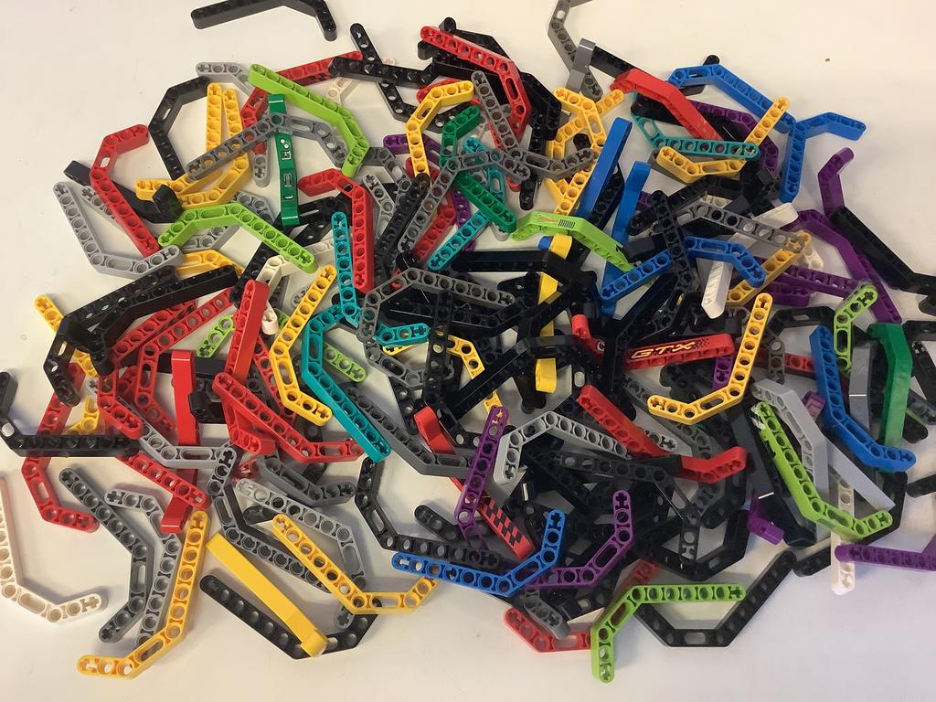 Lego technic hefarm 1x11,5 dik gebogen 3-4-7, Ophalen of Verzenden, Gebruikt, Losse stenen, Lego