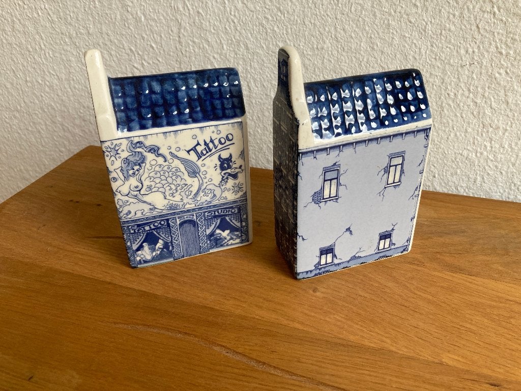 delfts blauw huisje 2x, Verzamelen, KLM Huisjes, Ophalen, Zo goed als nieuw