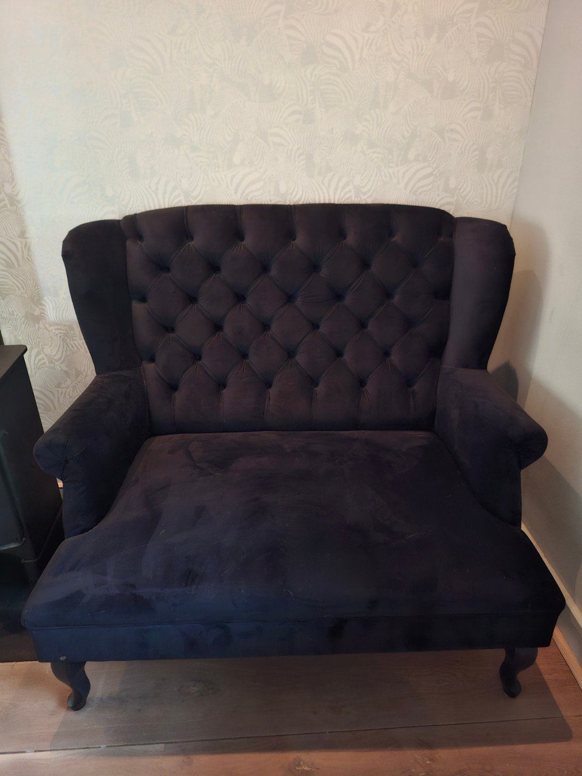 Gave loveseat ( grand duc) in velvet zwart., Ophalen, Tweepersoons, 75 tot 100 cm, Zo goed als nieuw