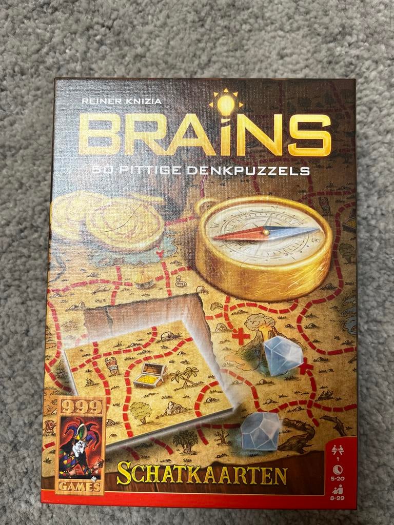 Brains Schatkaarten - 50 pittige denkpuzzels, Ophalen of Verzenden, Zo goed als nieuw, Overige typen