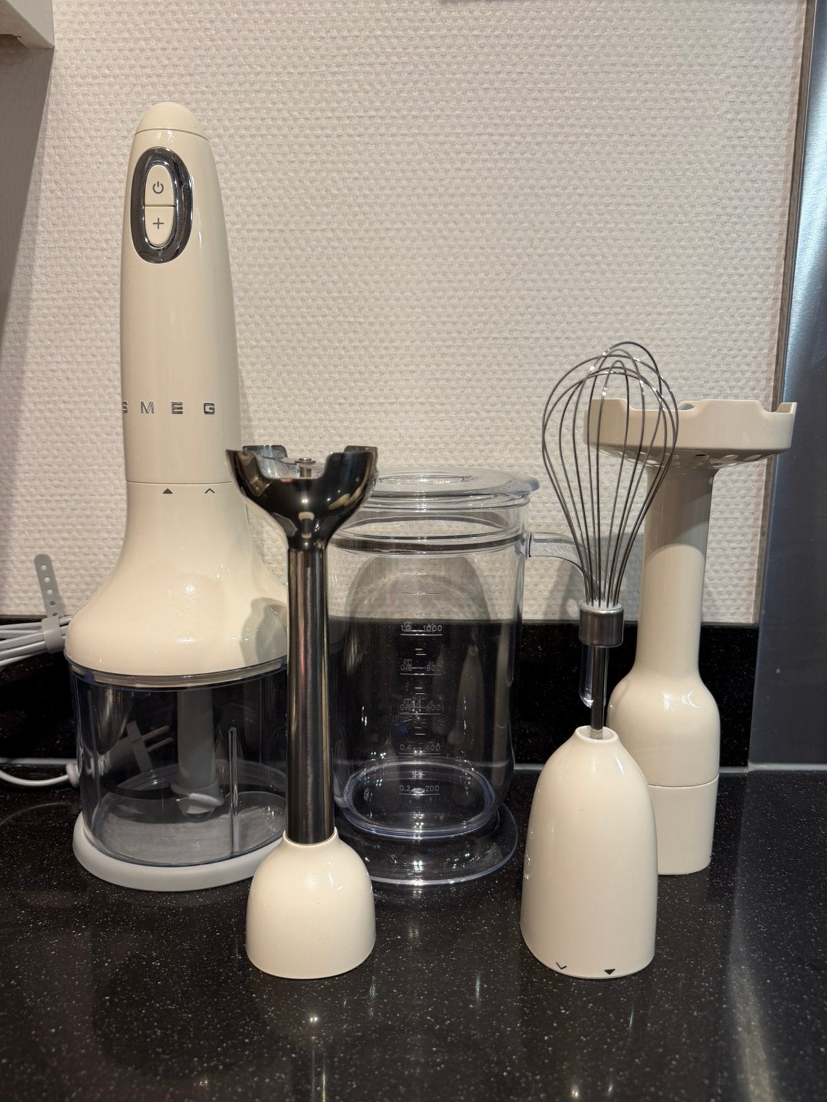 Smeg staafmixer crème met accessoires- zo goed als nieuw, Witgoed en Apparatuur, Minder dan 1 liter, Ophalen, Zo goed als nieuw