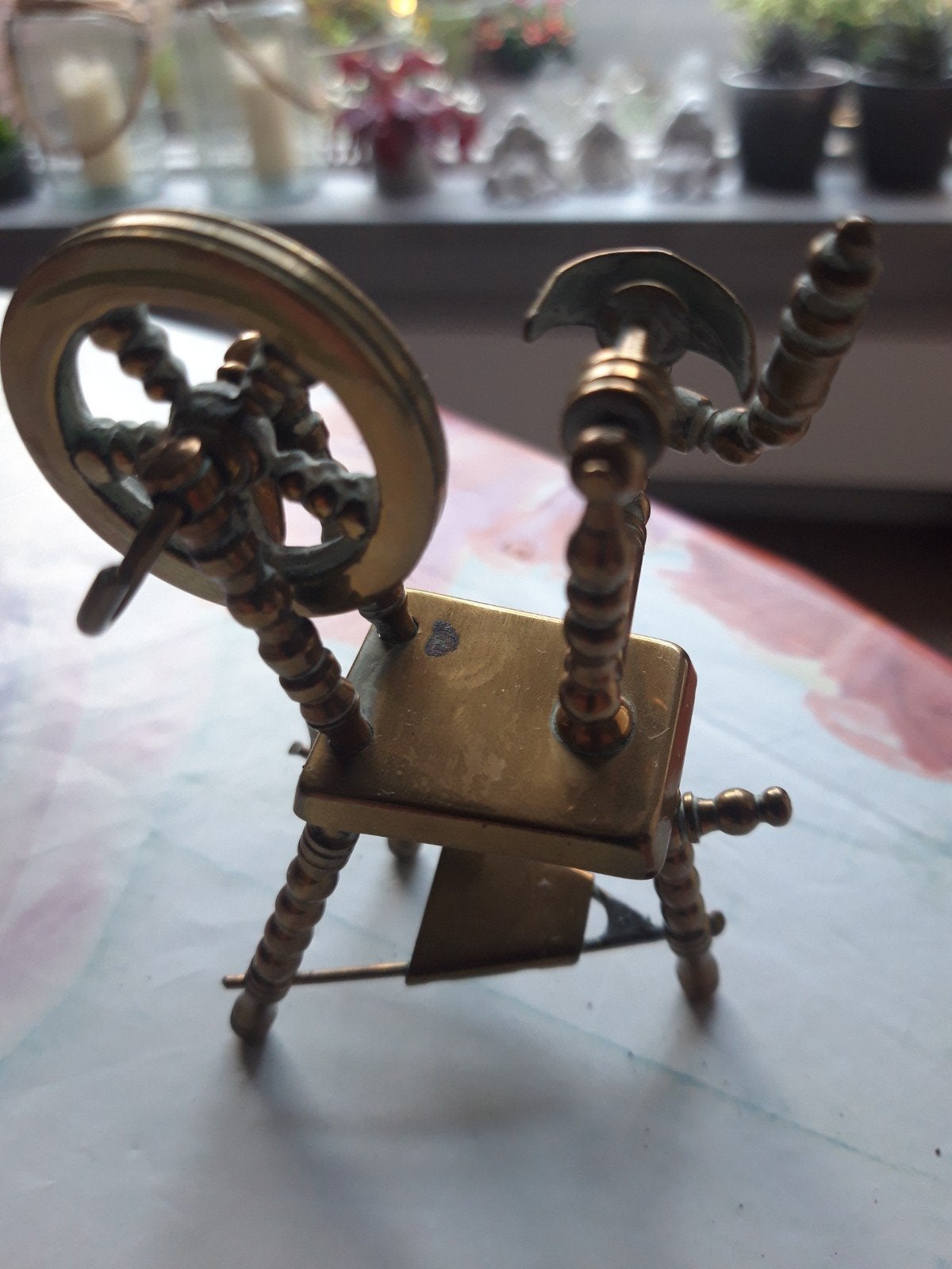Messing spinnewiel met draaiende delen., Ophalen of Verzenden, Zo goed als nieuw, Spinnewiel