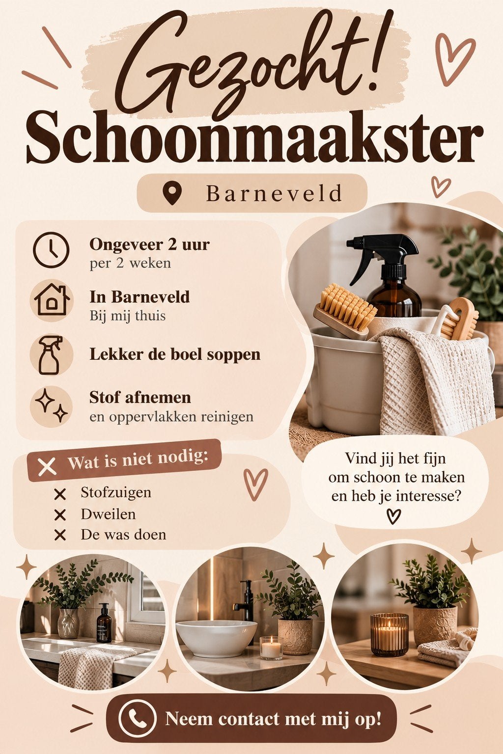 gezocht schoonmaakster, Ophalen