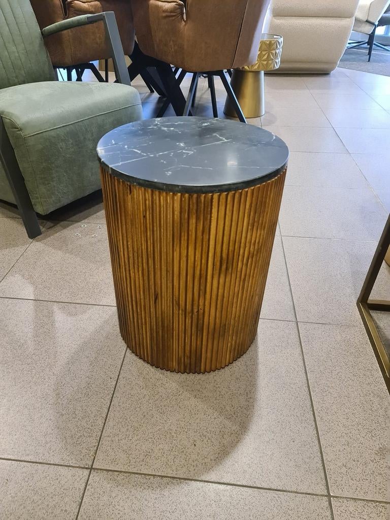 Nieuwe bijzettafel Glitzie 40x40x50cm marmer Japandi €75, Ophalen, Hout, Meerkleurig, .