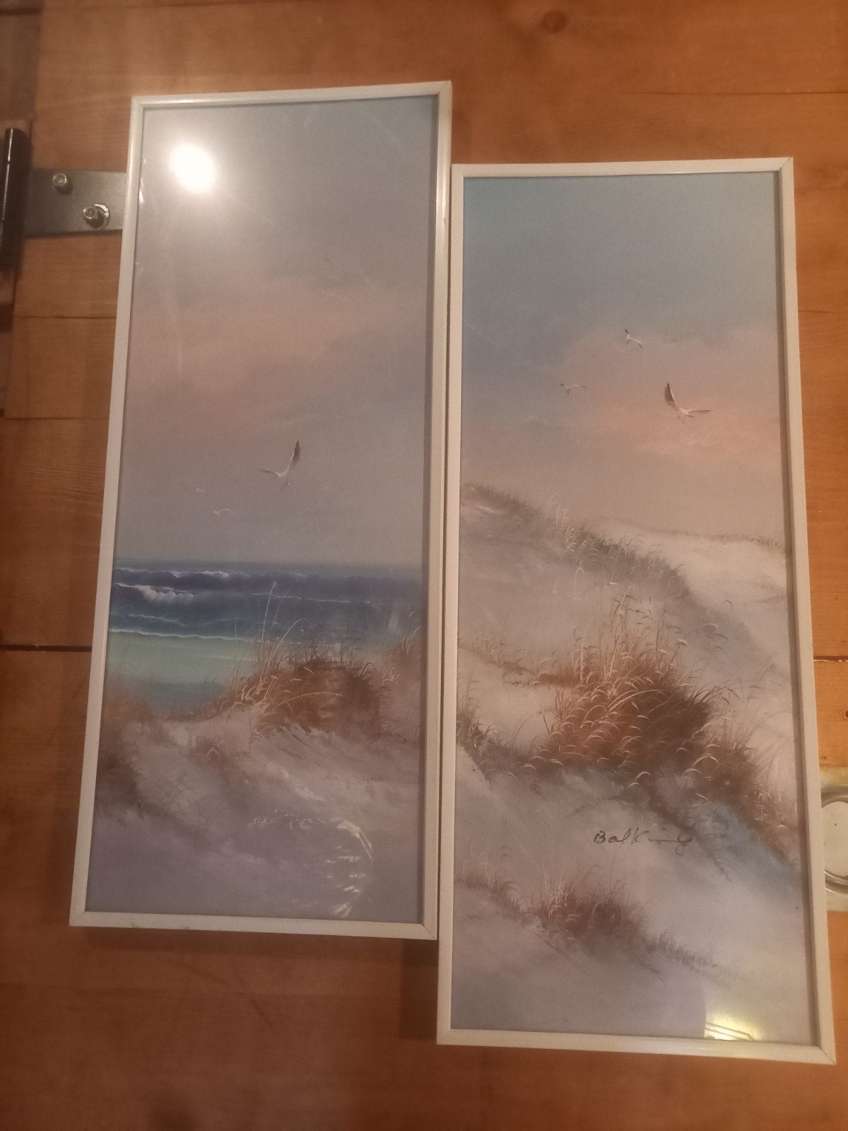 Set van 2 Schilderijen: Duinlandschap met Zeegezicht, Antiek en Kunst, Ophalen of Verzenden