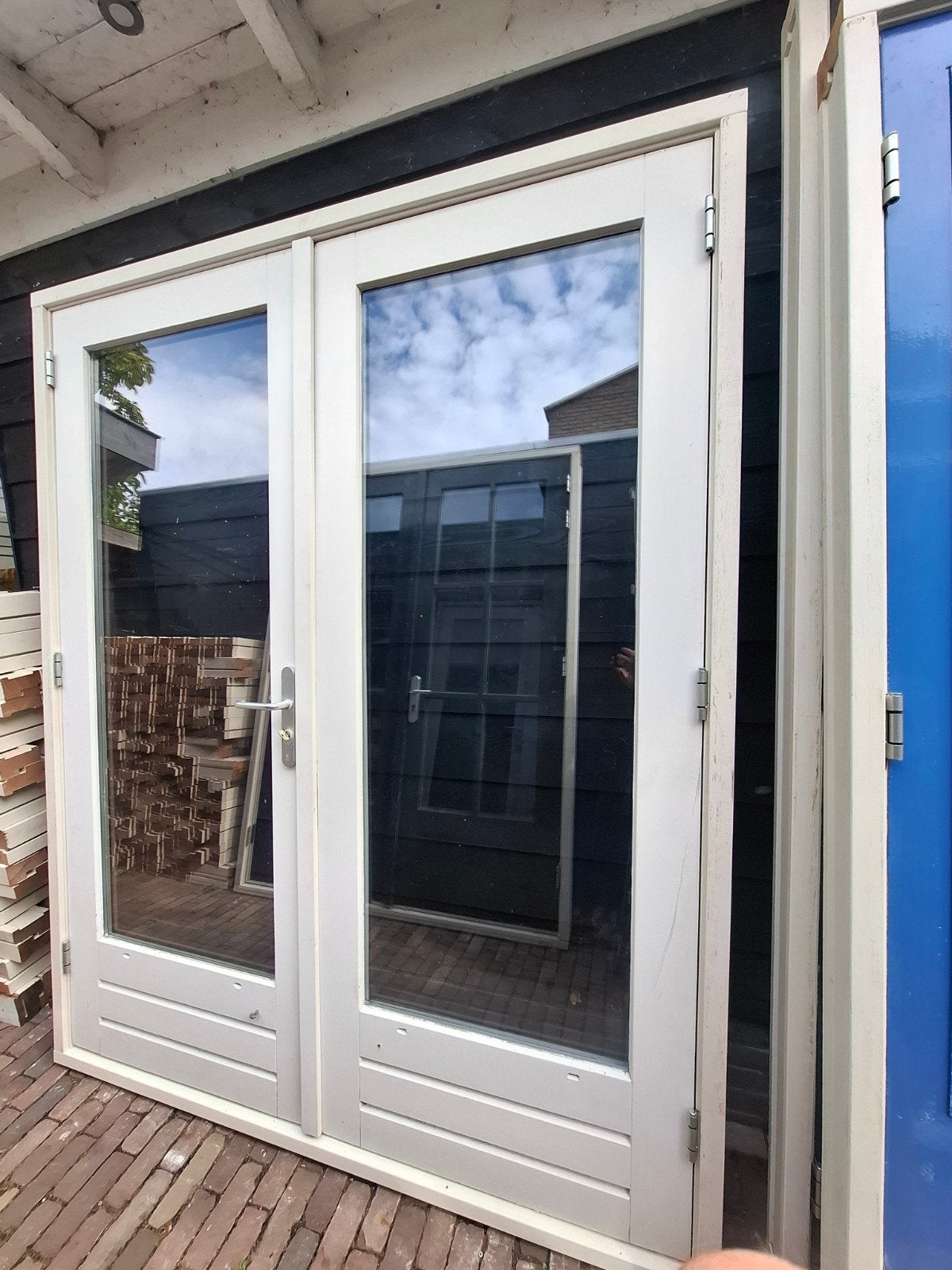 openslaande tuindeuren dubbel glas deuren terrasdeuren pui, Doe-het-zelf en Verbouw, Ophalen, 120 cm of meer, 215 cm of meer, Glas