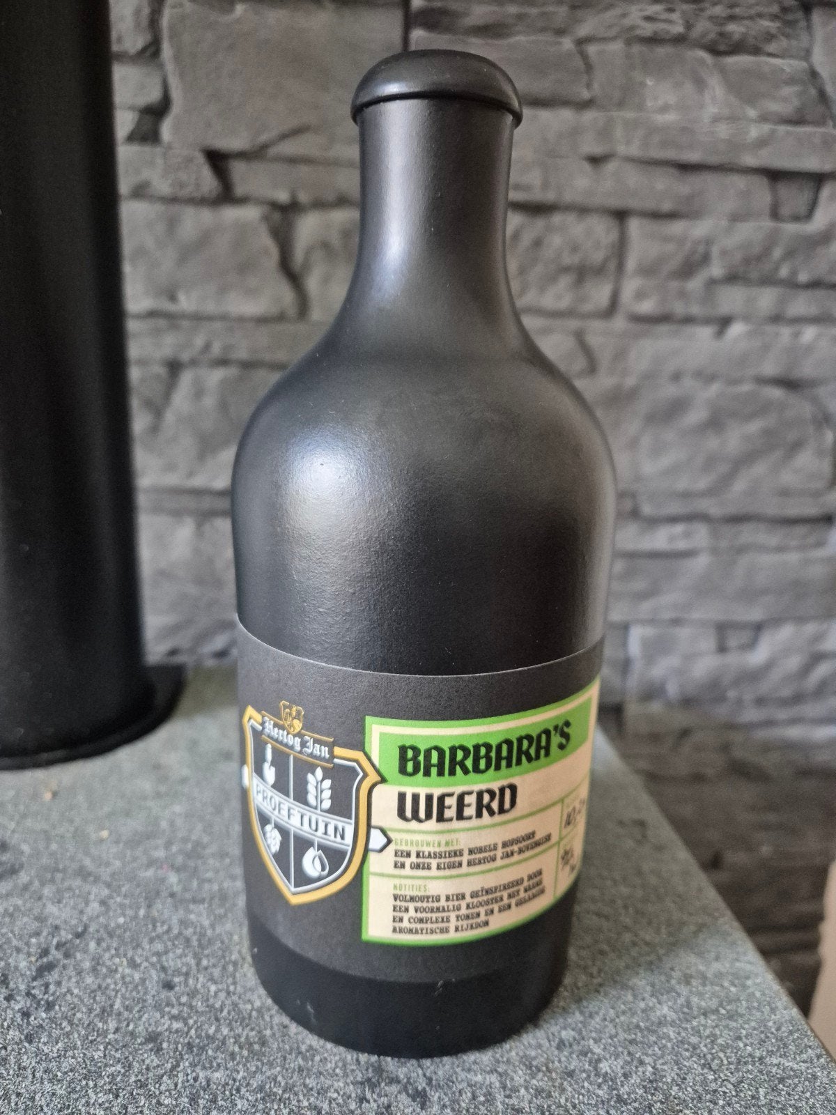 Hertog Jan Proeftuin Barbara's Weerd lege fles, Ophalen of Verzenden, Gebruikt, Zwart, Glas
