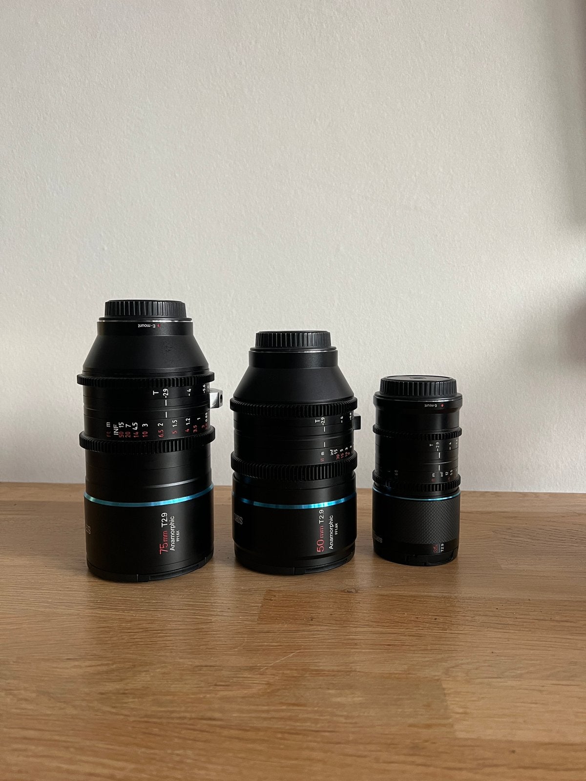 Set van 3 Sirui prime Anamorphic 1.6x T2.9 / 75mm 50mm 35mm, Ophalen, Sony E-mount, Overige typen, Zo goed als nieuw