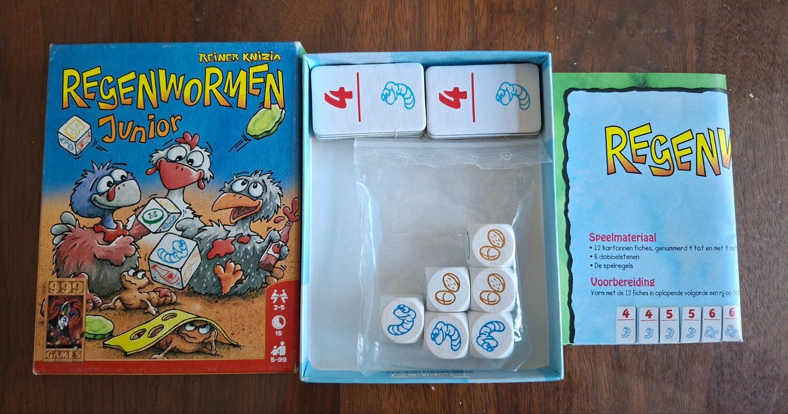 Regenwormen junior spel compleet ZGAN, Ophalen of Verzenden, Zo goed als nieuw