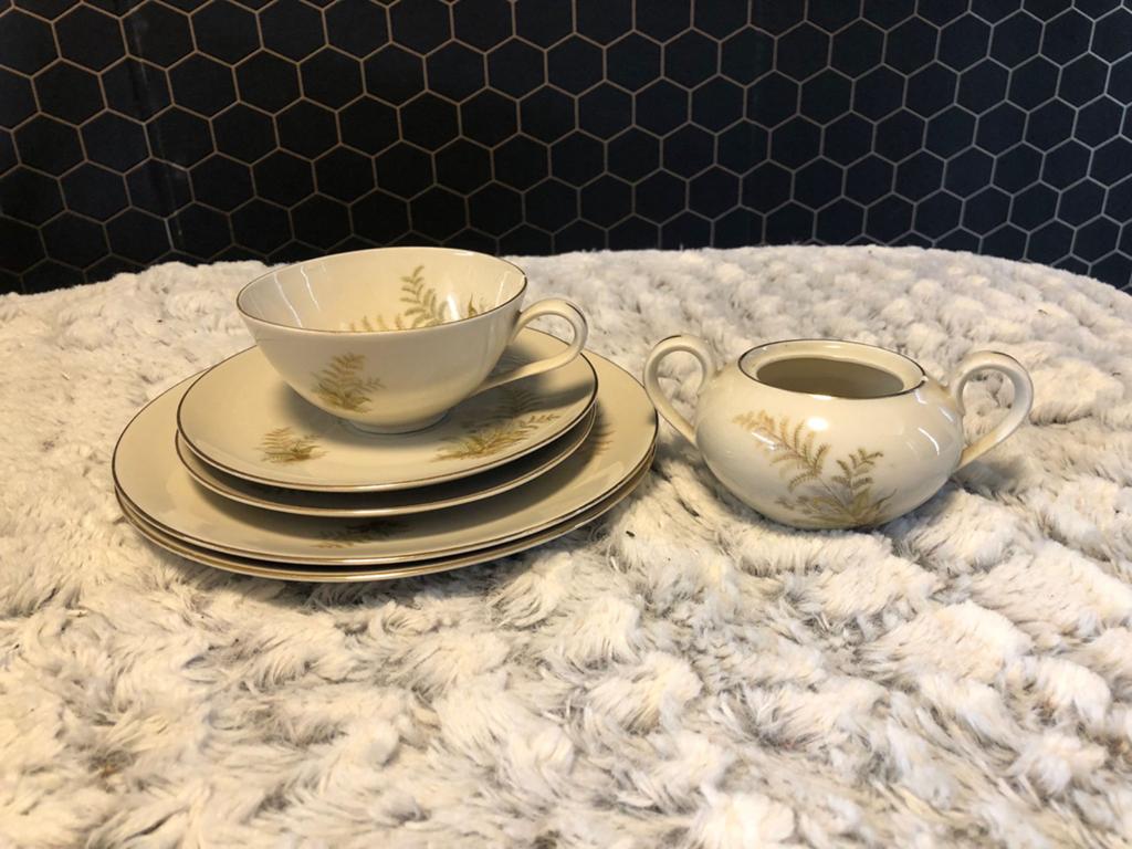 Vintage Winterling Bavaria theeservies met varenprint, Ophalen of Verzenden