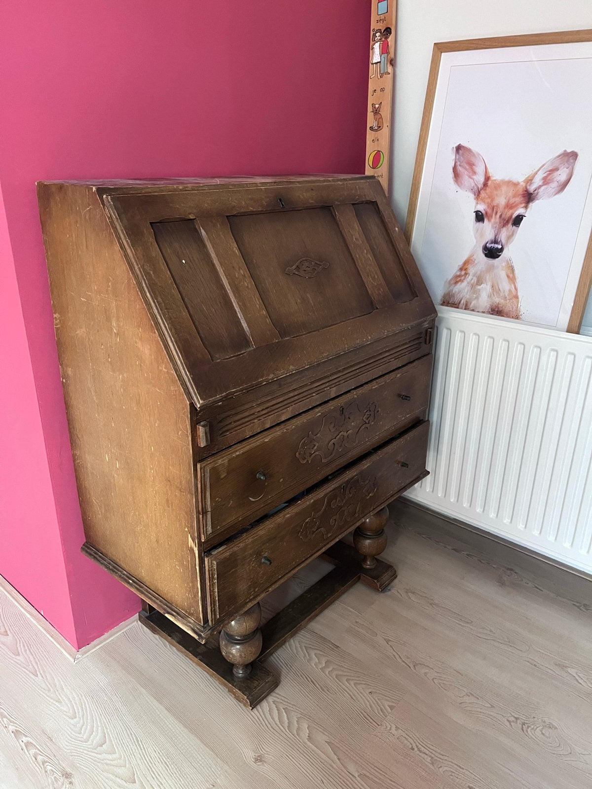 Antiek houten secretaire / bureau met lades, Antiek en Kunst, Ophalen