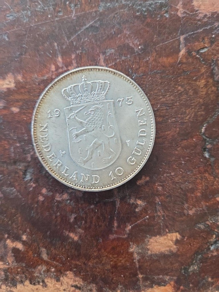 10 gulden muntstuk 1973, Ophalen, Koningin Juliana, Zilver, Losse munt