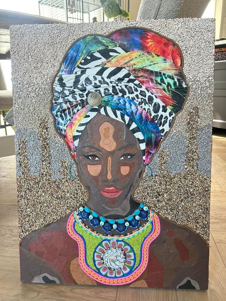 Schilderij portret donkere vrouw, Antiek en Kunst, Ophalen of Verzenden