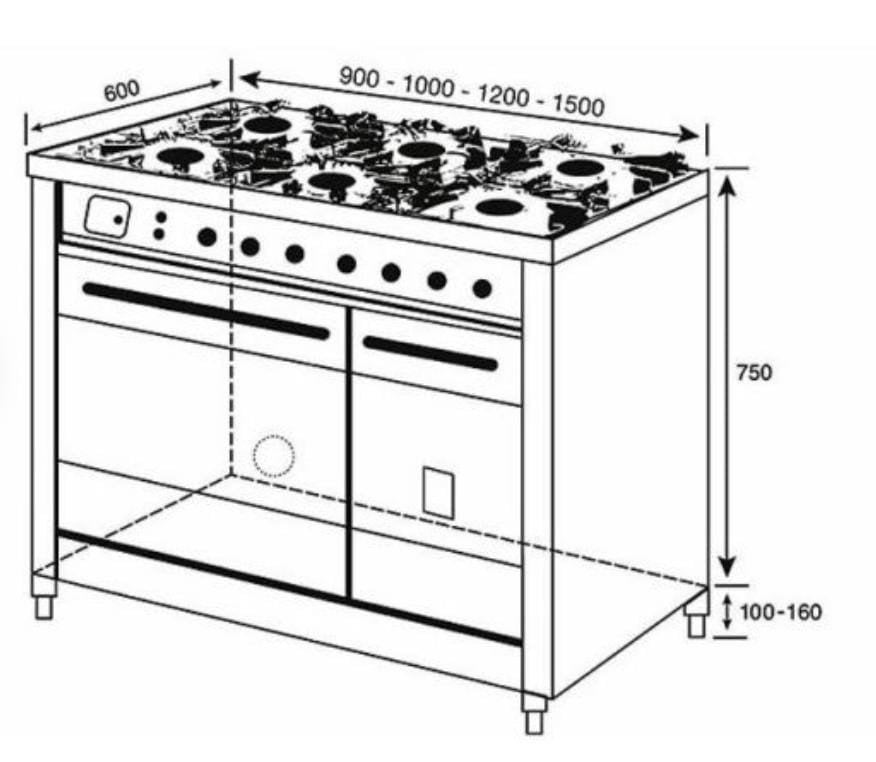 Boretti gasfornuis met oven, Ophalen, Gebruikt, 60 cm of meer, Energieklasse A of zuiniger