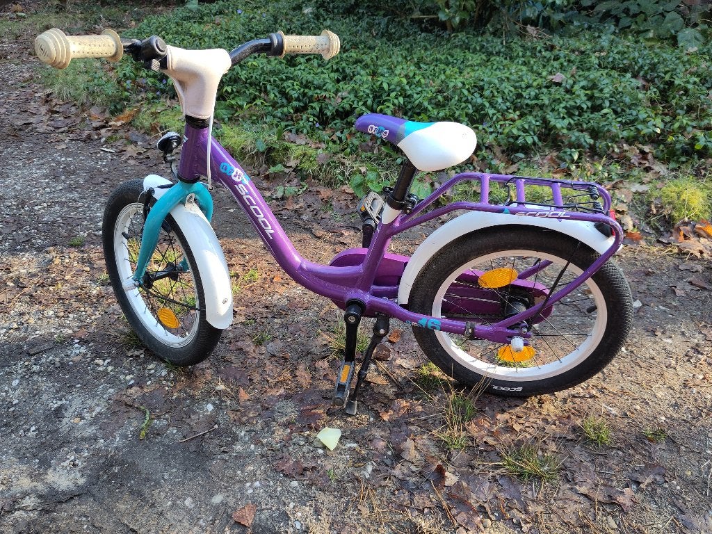 S'COOL Nixe 16 inch kinderfiets paars/wit, Ophalen, Terugtraprem, S'COOL, 16 tot 20 inch