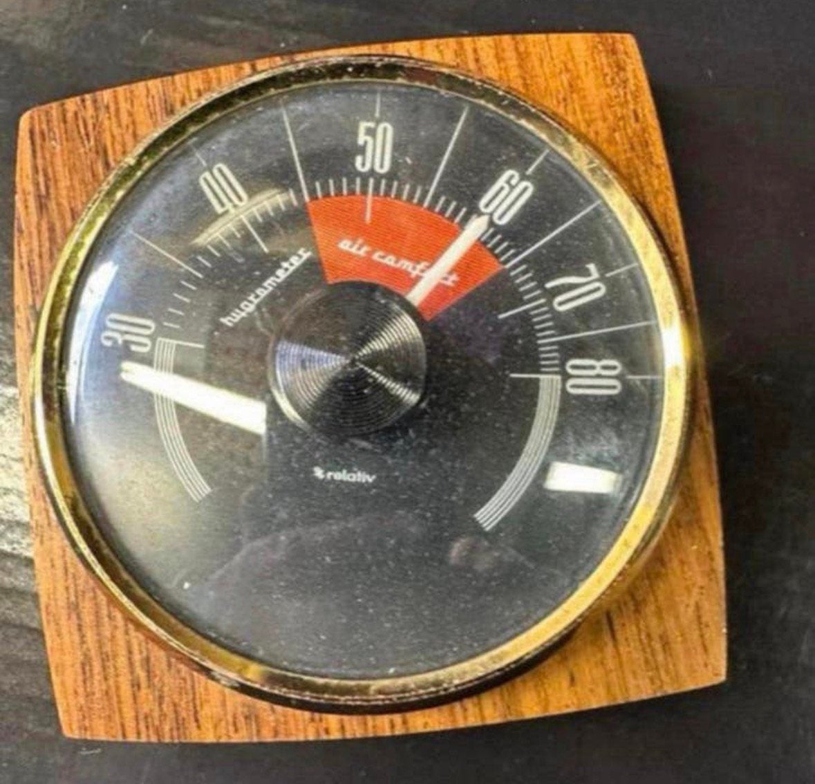 Klein Hygrometer 7 cm in houten behuizing, Ophalen of Verzenden, Zo goed als nieuw