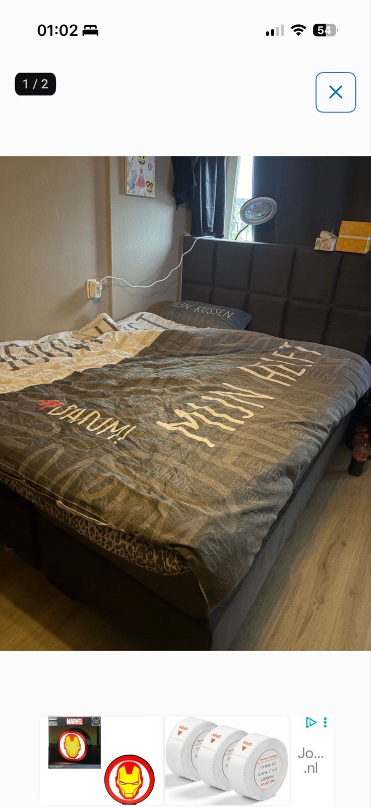 160x200 tweepersoons boxspring bed met hoofdbord, Gebruikt, Tweepersoons, Ophalen of Verzenden, 200 cm