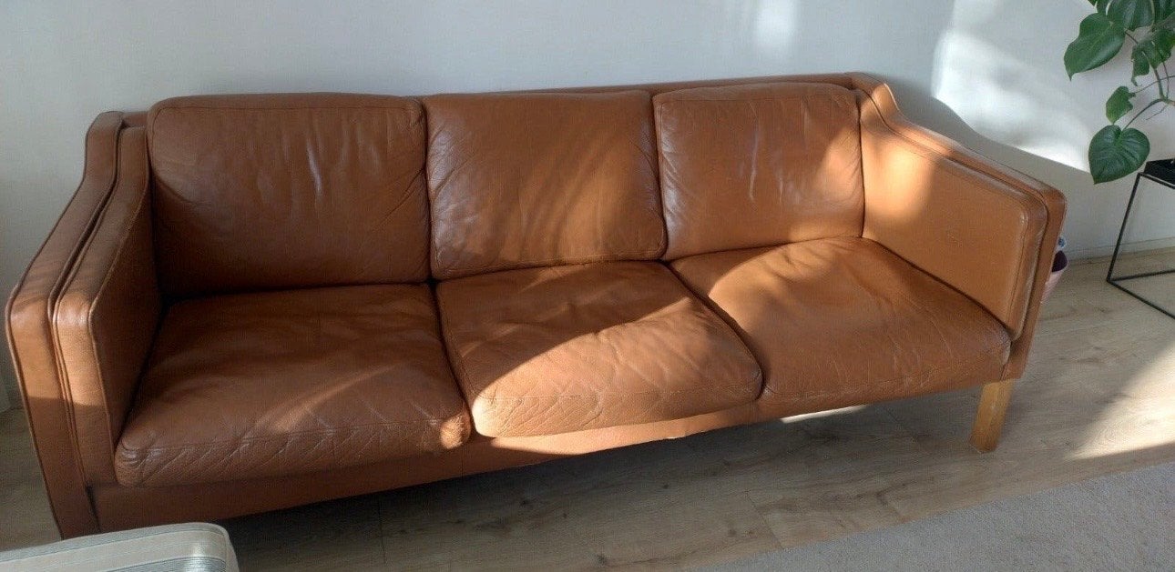 BØRGE MOGENSEN 3 zits vintage design bank. Opknapper, Huis en Inrichting, Ophalen, Gebruikt, Driepersoons, Rechte bank