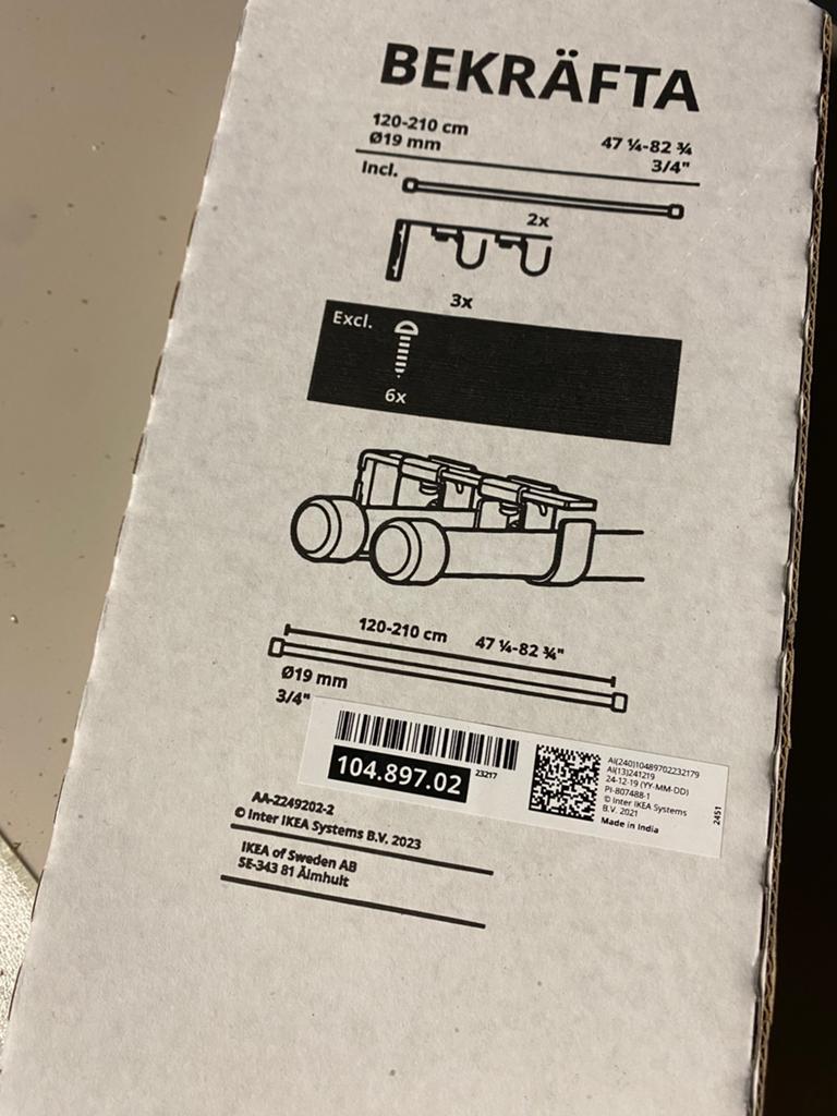Bekräfta gordijn rails (ikea), Huis en Inrichting, Stoffering | Gordijnen en Lamellen, Ophalen, Wit, 150 tot 200 cm, Nieuw