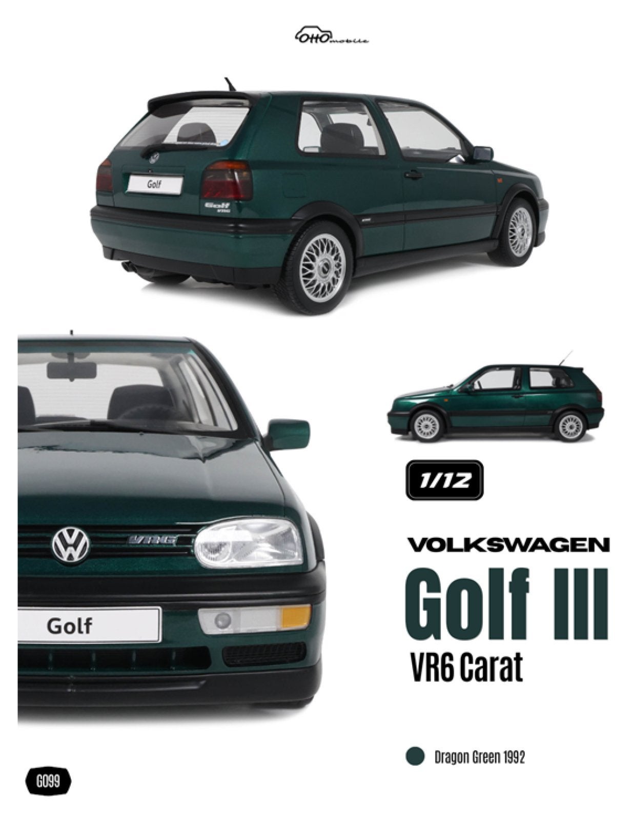 Otto mobile 1:12 Golf 3 Vr6 1992 Carat Green G099, Ophalen of Verzenden, Nieuw, 1:9 t/m 1:12, Auto
