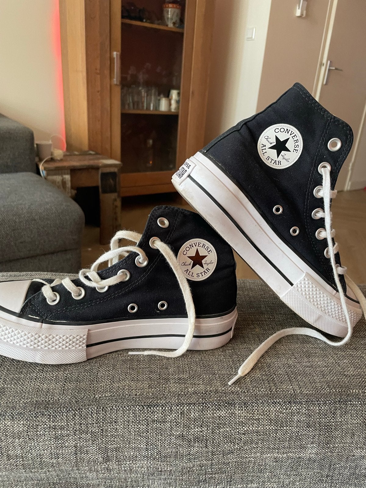 Converse Chuck Taylor All Star Lift Platform - Zwart/Wit, Ophalen, Zo goed als nieuw, Zwart, Sneakers of Gympen