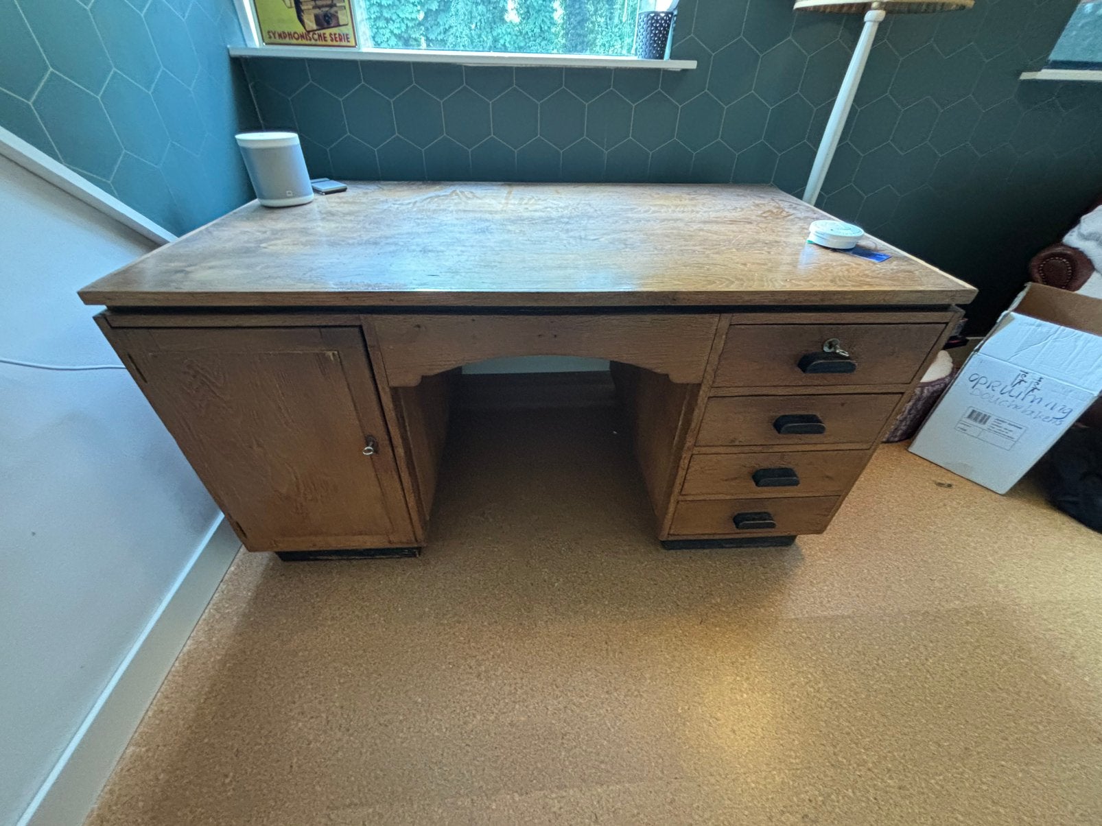 Directie bureau, Huis en Inrichting, Bureaus, Ophalen, Gebruikt, 150 cm, Hout