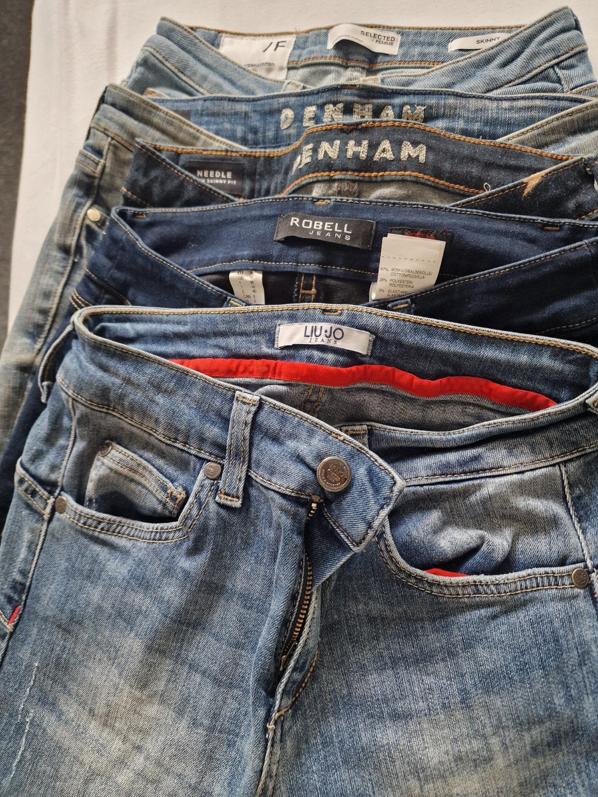 Partij jeans broeken, Kleding | Dames, Spijkerbroeken en Jeans, Ophalen, Zo goed als nieuw, W28 - W29 (confectie 36), Overige kleuren