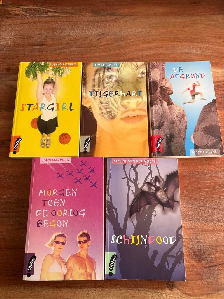 5 Jeugdboeken: Stargirl, Tijgerhart, De Afgrond, Morgen, Sch, Boeken, Ophalen of Verzenden, Gelezen, Fictie