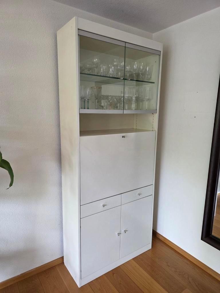 Tijdloze Interlübke service/barkast - 225x94.5x37 cm, Ophalen, Gebruikt, Glas, 50 tot 100 cm