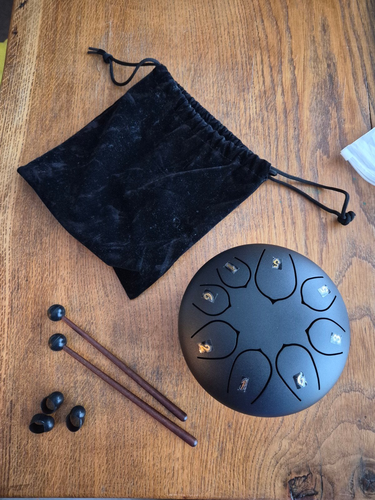 Stalen tongtrommel (tongue drum) met accessoires, Ophalen of Verzenden, Zo goed als nieuw, Melodische percussie