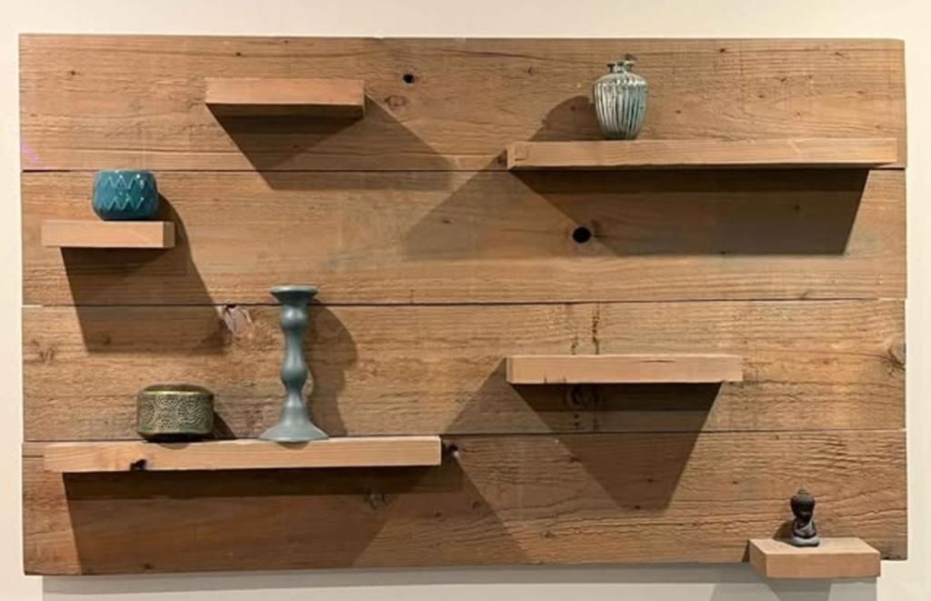 Unieke houten wandplank met zwevende planken, Huis en Inrichting, Woonaccessoires | Wandplanken en Boekenplanken, Ophalen, Gebruikt