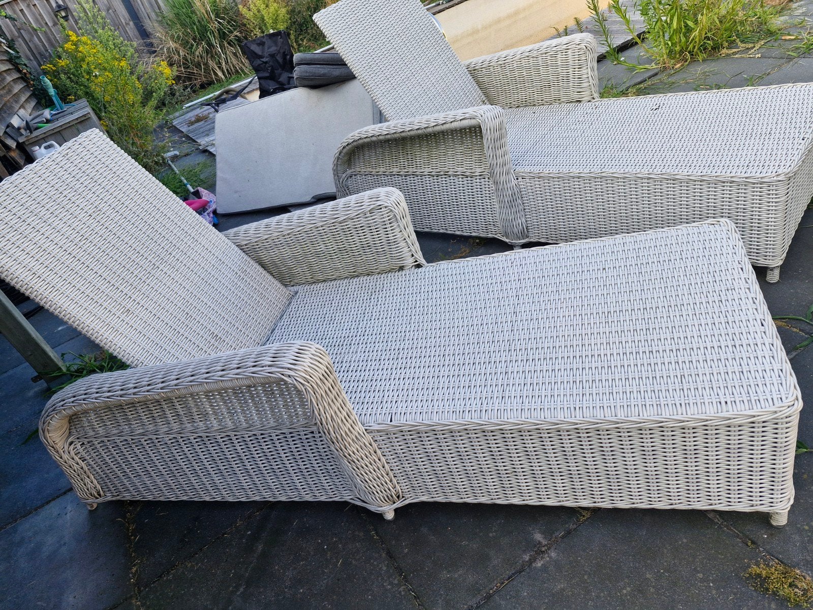 2x wicker ligbed verstelbaar, Tuin en Terras, Ophalen, Gebruikt, Wicker, Verstelbaar