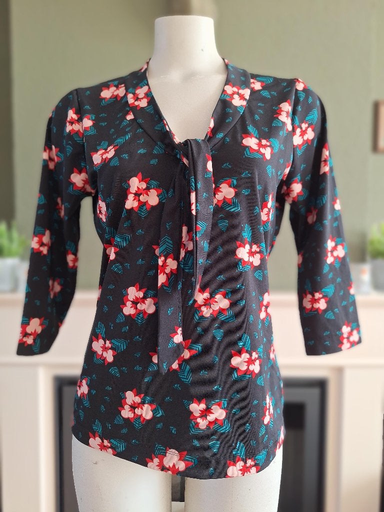 Zoe Loveborn top retro vintage look top L, Verzenden, Zwart, Maat 42/44 (L), Zo goed als nieuw