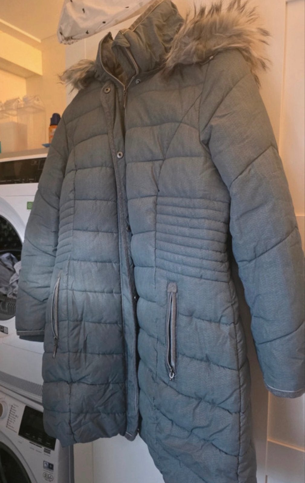 Groenige Winterjas Maat XL met Bontkraag, Ophalen of Verzenden, Maat 46/48 (XL) of groter, Groen