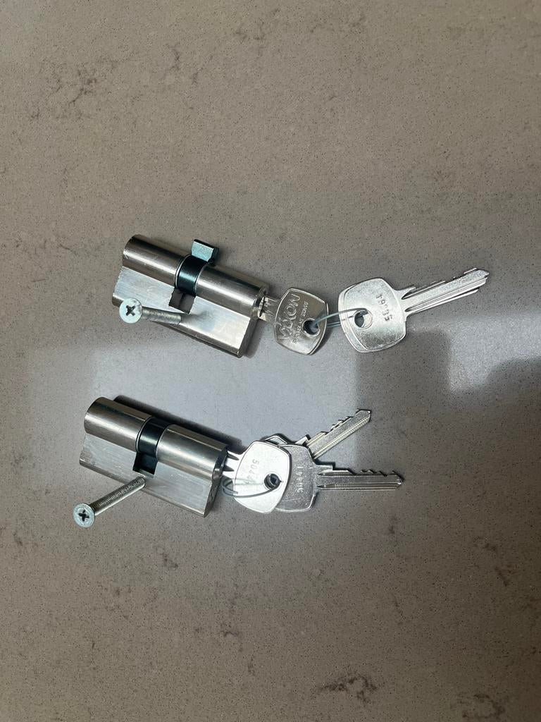 Cilindersloten met sleutels - Set van 2, Ophalen, Nieuw, Rvs, Slot
